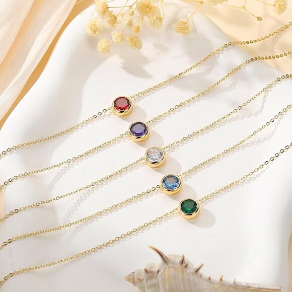 Elegant 14K Gold Plated Birthstone Necklace for Women with Citrine, Adjustable, - Picture 6 of 7